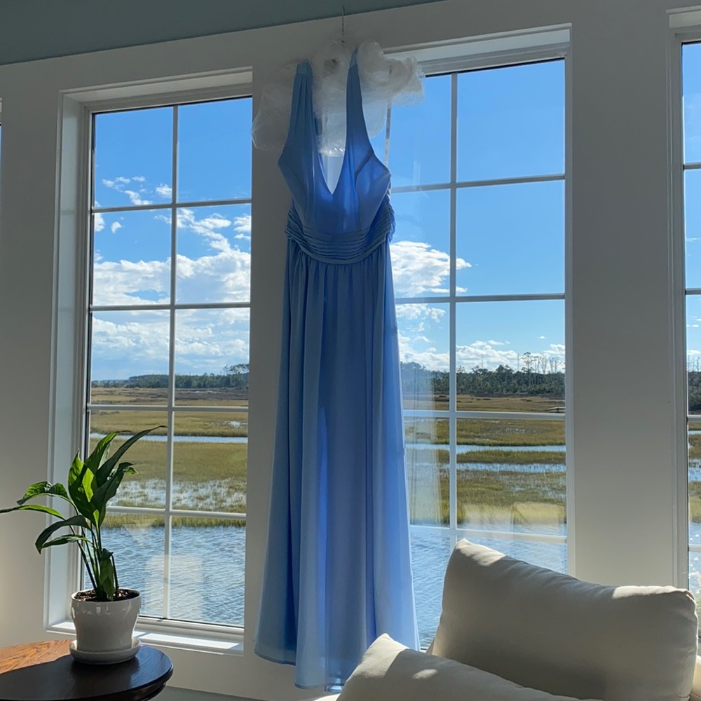 Ice blue bridesmaids dress